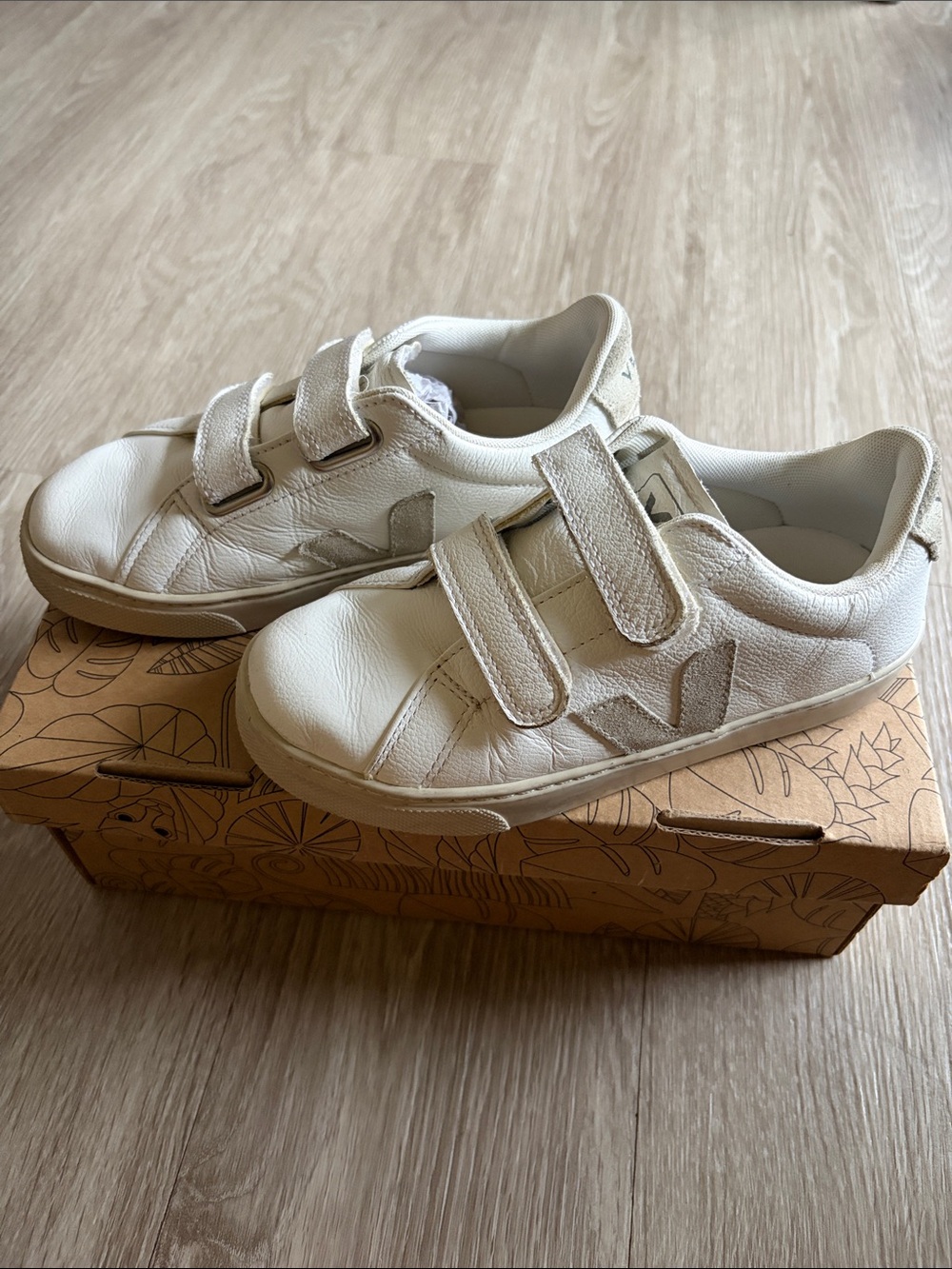 Kids White Velcro Sneakers